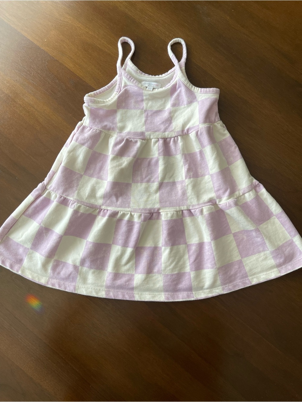 Girls' Lavender & White Check Tiered Sundress - Casual Summer Dress